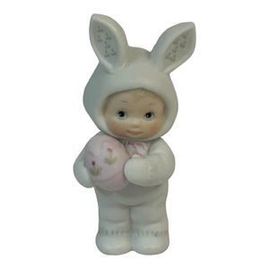 RARE 1984 Morehead  ENESCO Figurine Baby In  A Bunny Suit Holding An Easter Egg